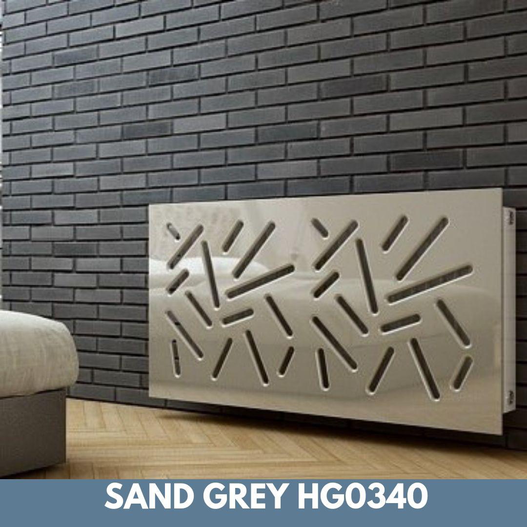 Modern Removable Radiator Cover with subtle STICKS Design HIGH GLOSS Finish & Colours-Sand Grey-70x70cm-Distinct Designs (London) Ltd