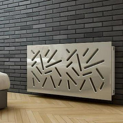 Modern Radiator Heater Cover with STICKS Design GLOSS Finish-Light Grey-70x70cm-Distinct Designs (London) Ltd