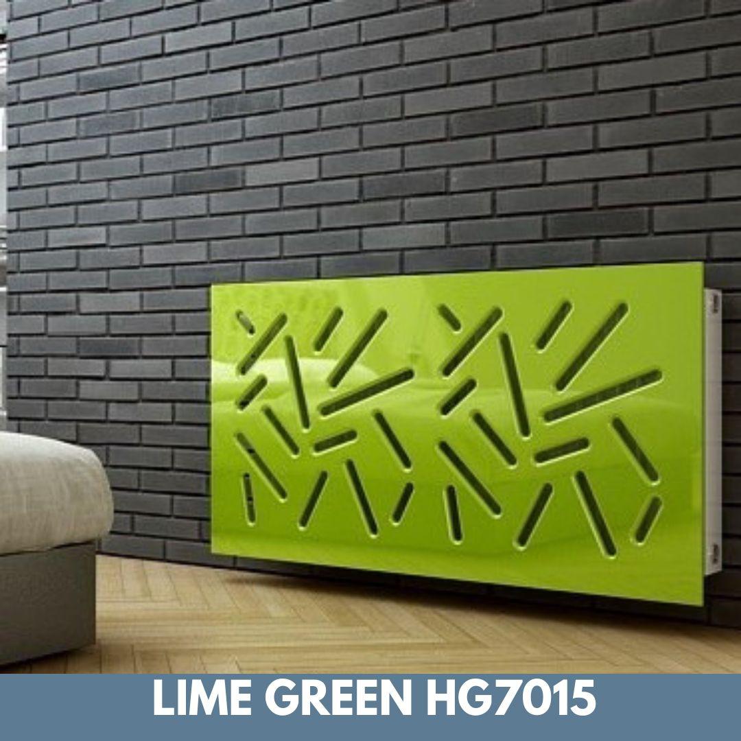 Modern Removable Radiator Cover with subtle STICKS Design HIGH GLOSS Finish & Colours-Lime Green-70x70cm-Distinct Designs (London) Ltd
