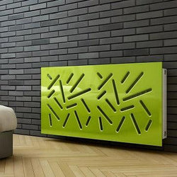 Modern Radiator Heater Cover with STICKS Design GLOSS Finish-Lime Green-70x70cm-Distinct Designs (London) Ltd