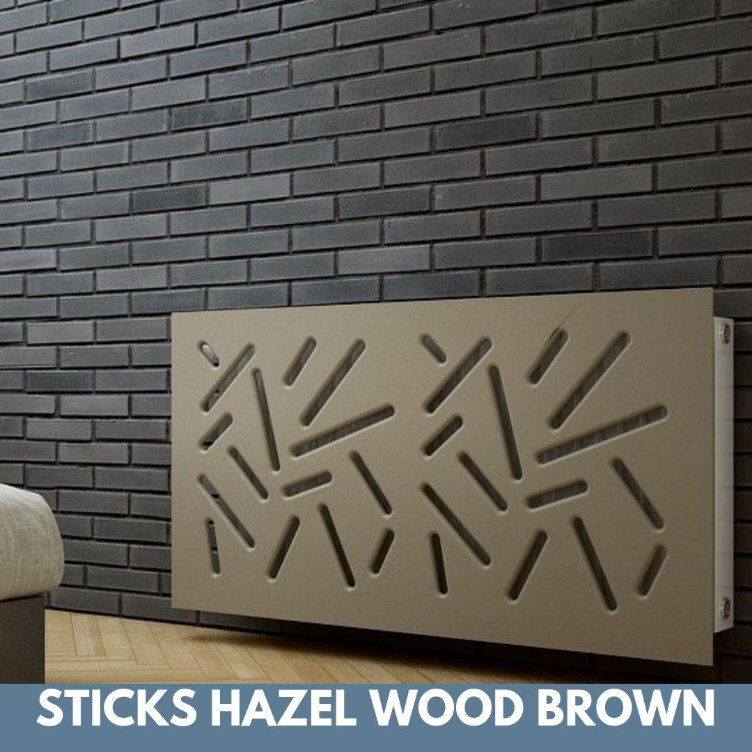 Modern Removable Radiator Cover with subtle STICKS Design in SATIN MATT Finish & Colours-Light Wood-70x70cm-Distinct Designs (London) Ltd