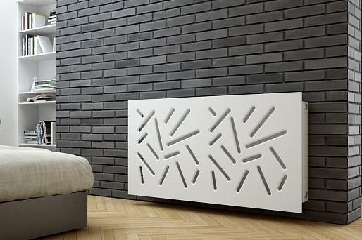 SALE Custom-Made Removable Radiator Cover with Modern STICKS Design-White 70x110cm-Distinct Designs (London) Ltd