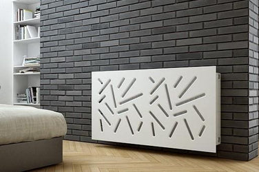 SALE Custom-Made Removable Radiator Cover with Modern STICKS Design-White 70x110cm-Distinct Designs (London) Ltd