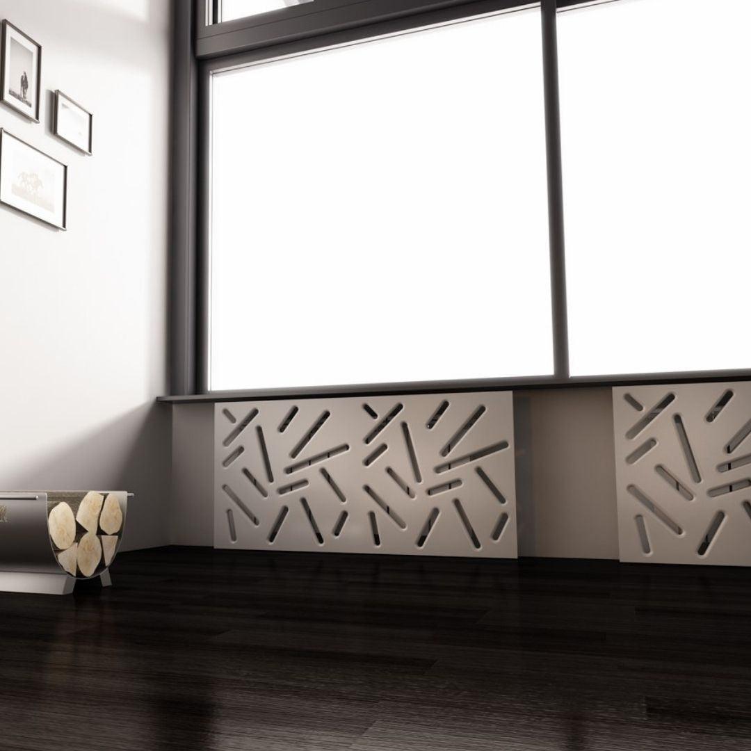 Modern Removable Radiator Cover Subtle STICKS WHITE 70 80 90 100 110 120 130 140 150 160 170 & 180cm-Distinct Designs (London) Ltd