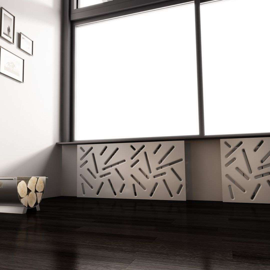 Modern Radiator Heater Cover STICKS Design White in 70 80 90 100 110 120 130 140 150 160 170 180cm-Distinct Designs (London) Ltd