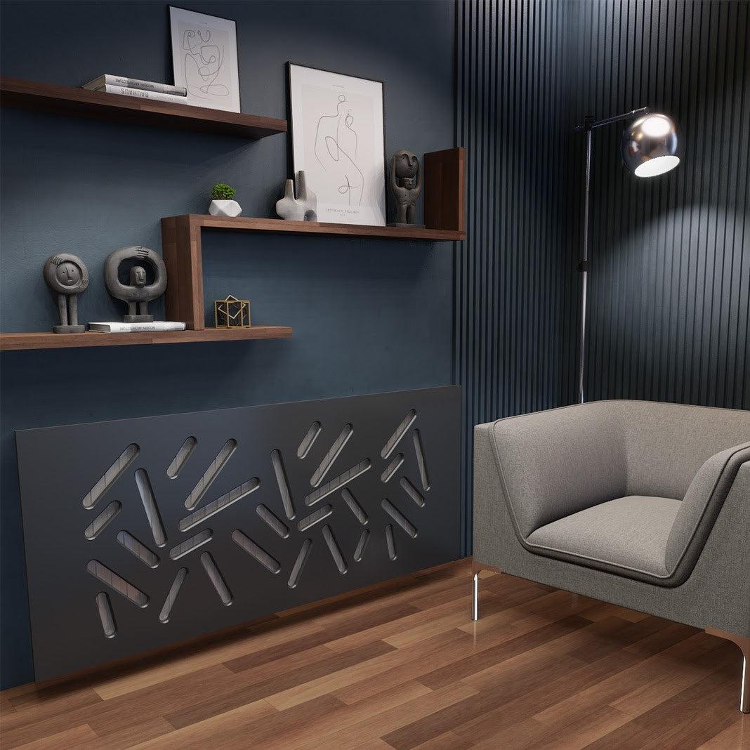 Modern Clip on Radiator Heater Cover with Trendy STICKS Design in SATIN MATT Finish-Distinct Designs (London) Ltd
