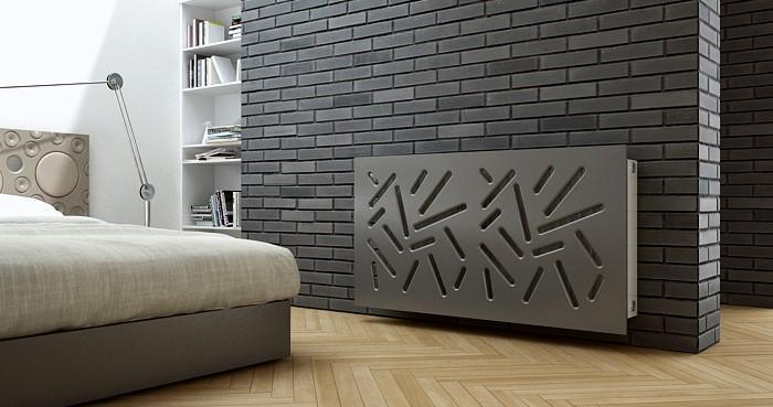 Modern Removable Radiator Cover with subtle STICKS Design HIGH GLOSS Finish & Colours-Metallic Grey-70x70cm-Distinct Designs (London) Ltd