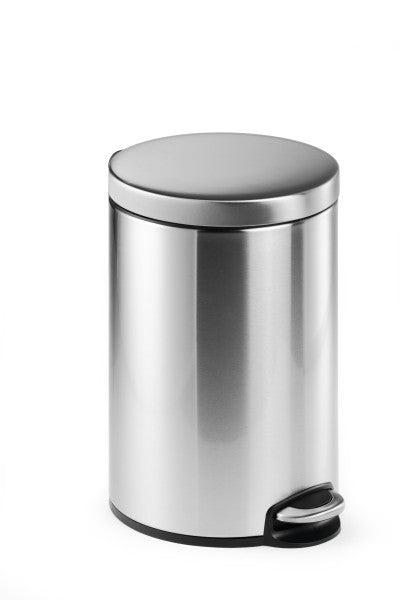 Round Pedal Waste Rubbish Bin with Smooth Silent Close Lid 5L,12L or 20L in coated Stainless Steel-12L-Distinct Designs (London) Ltd