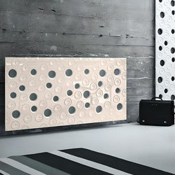 Custom-Made Floating Radiator Heater Cover with Decorative MOON Design HIGH GLOSS Finish-Light Grey-70x70cm-Distinct Designs (London) Ltd