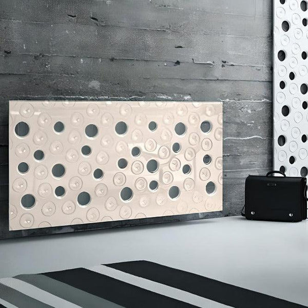 Custom-Made Floating Radiator Heater Cover with Decorative MOON Design HIGH GLOSS Finish-Light Grey-70x70cm-Distinct Designs (London) Ltd