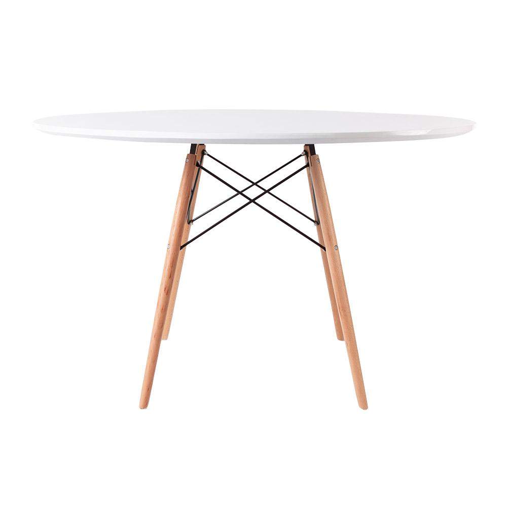 Distinct Designs Classic Mid-Century Design Dining Office White Round 90cm Diameter Dining Table with Wooden Legs-Distinct Designs (London) Ltd