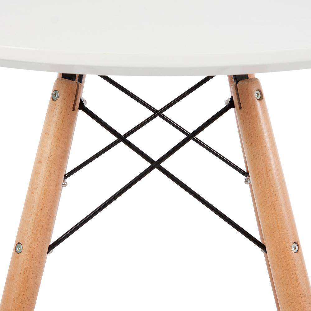 Distinct Designs Classic Mid-Century Design Dining Office White Round 80cm Diameter Dining Table with Wooden Legs-Distinct Designs (London) Ltd