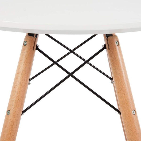 Distinct Designs Classic Mid-Century Design Dining Office White Round 80cm Diameter Dining Table with Wooden Legs-Distinct Designs (London) Ltd