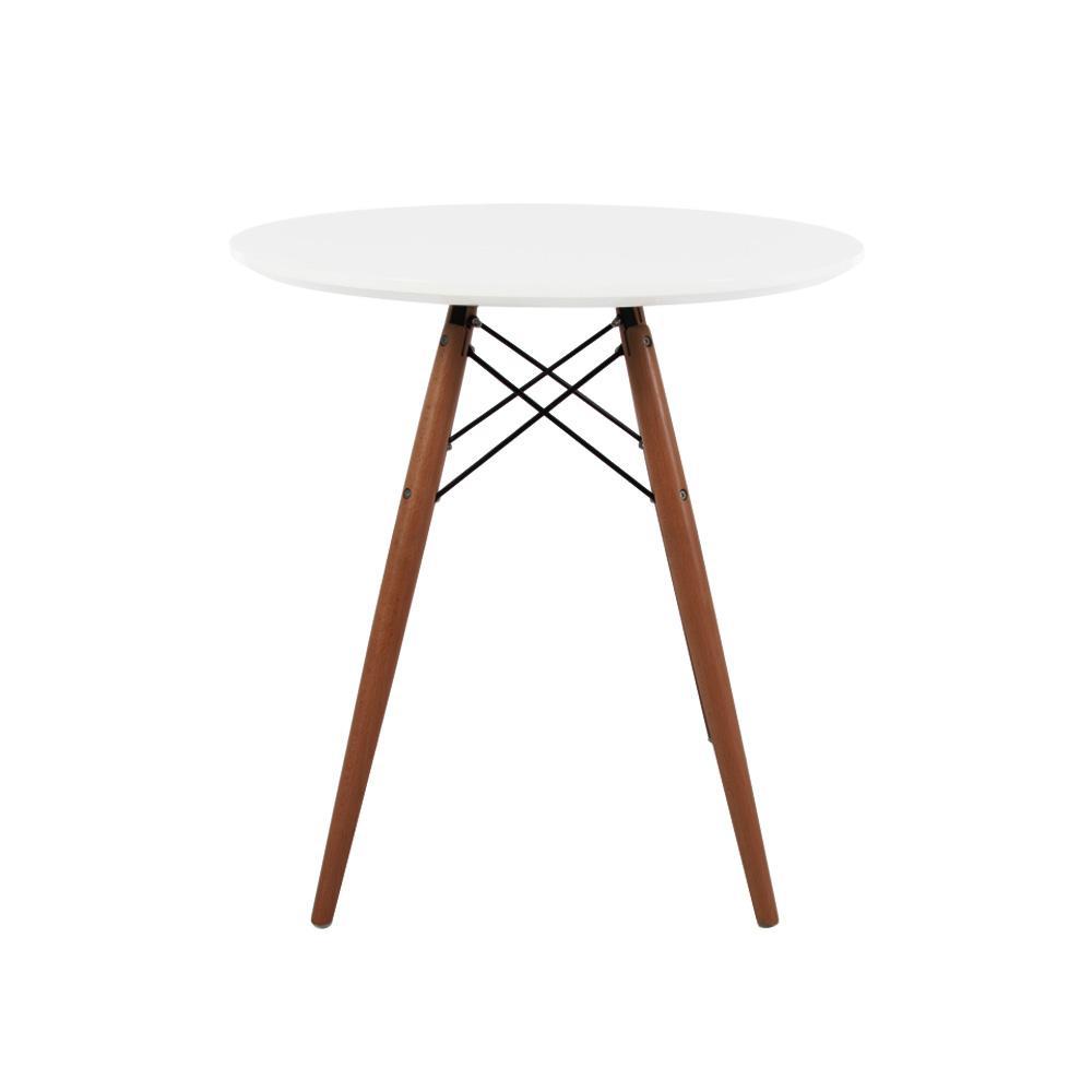 Distinct Designs Classic Mid-Century Design Dining Office White Round 80cm Diameter Dining Table with Wooden Legs-Distinct Designs (London) Ltd