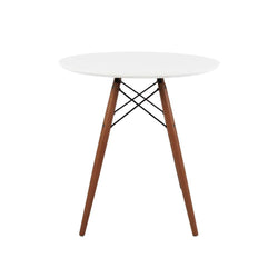Distinct Designs Classic Mid-Century Design Dining Office White Round 80cm Diameter Dining Table with Wooden Legs-Distinct Designs (London) Ltd