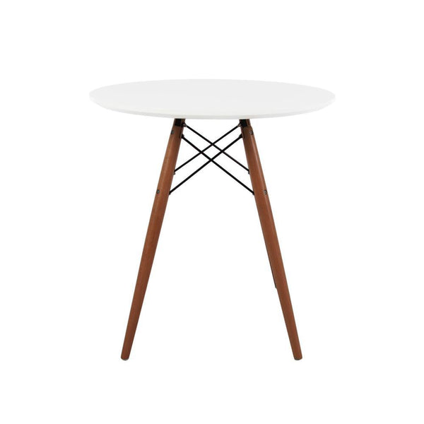 Distinct Designs Classic Mid-Century Design Dining Office White Round 80cm Diameter Dining Table with Wooden Legs-Distinct Designs (London) Ltd