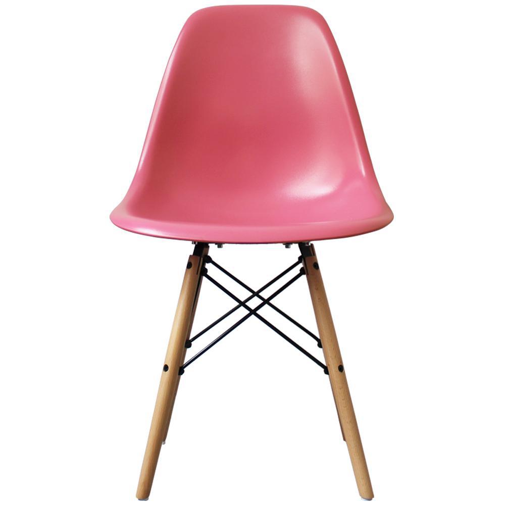 Distinct Classic Mid-Century Design Dining Office Rose Pink Chair with choice of braced Wooden Legs-Natural Beach-Distinct Designs (London) Ltd