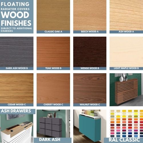 UPGRADE ADD ON Options for Floating Radiator Covers Contrasting top Colours add remove Side Panels-Distinct Designs (London) Ltd