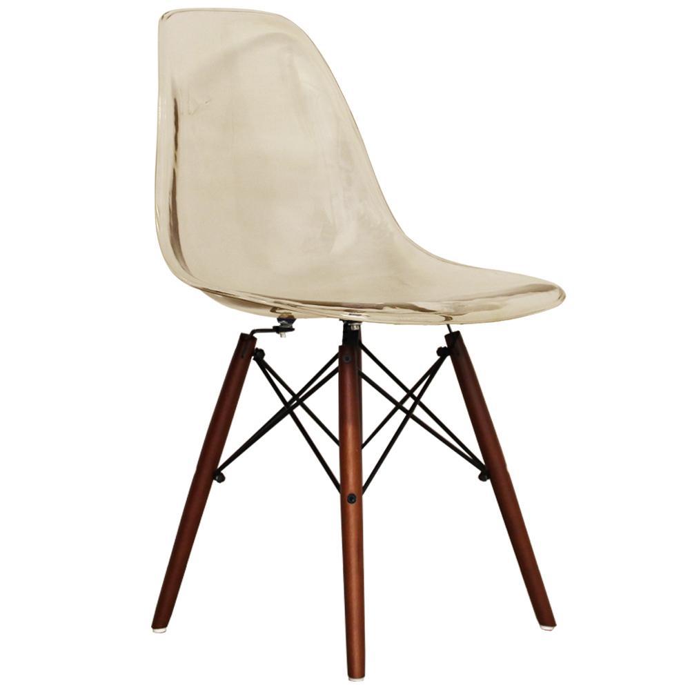 Distinct Classic Mid-Century Dining Office Transparent Smoke Chair with choice of braced Wooden Legs-Distinct Designs (London) Ltd