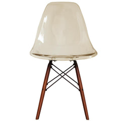 Distinct Classic Mid-Century Dining Office Transparent Smoke Chair with choice of braced Wooden Legs-Walnut-Distinct Designs (London) Ltd