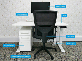 Home Working Workstation Bundle with Desk Monitor Arm Office Chair Pedestal & Cable Management-Distinct Designs (London) Ltd