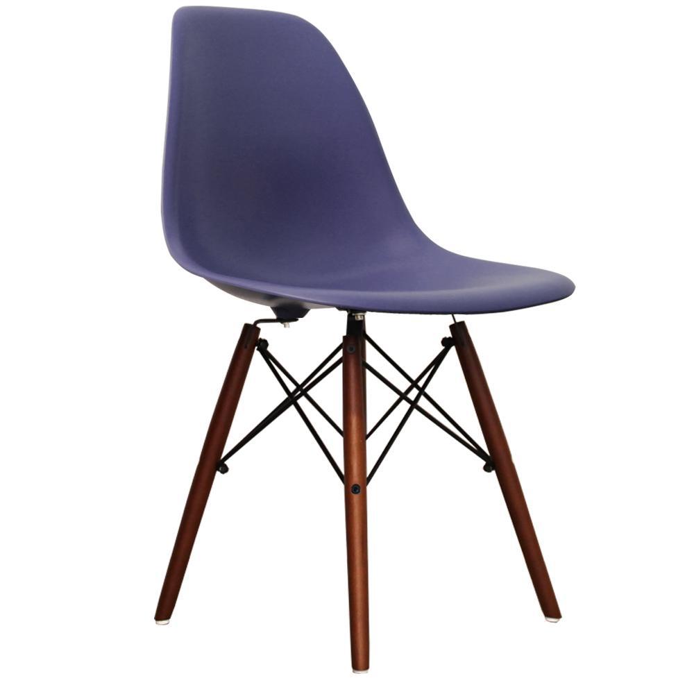 Distinct Classic Mid-Century Design Dining Office Indigo Blue Chair with choice of braced Wooden Leg-Distinct Designs (London) Ltd