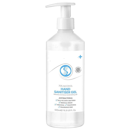 UK Made Alcohol Hand Sanitiser Gel 500ml Disinfectant Pump Bottle Certified Surgical Medical Grade-1 x 500ml-Distinct Designs (London) Ltd