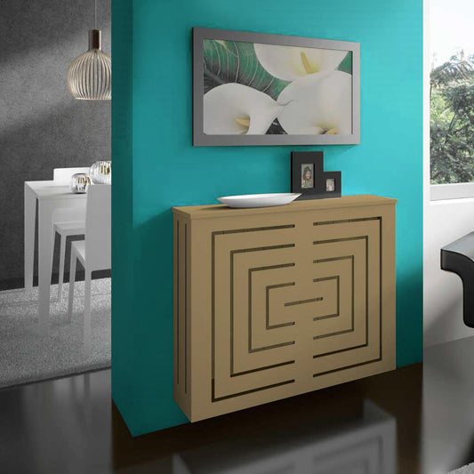 Modern Floating Radiator Heater Cover GEOMETRIC REFLEXION Cabinet Design in GOLD Finish RCGE244GD-75cm-40cm-Distinct Designs (London) Ltd
