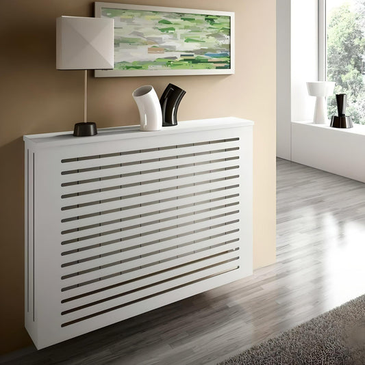 Modern Floating Radiator Heater Cover GEOMETRIC LINE Cabinet Box Design with Top Shelf Ref RCGE242-75cm-40cm-Distinct Designs (London) Ltd