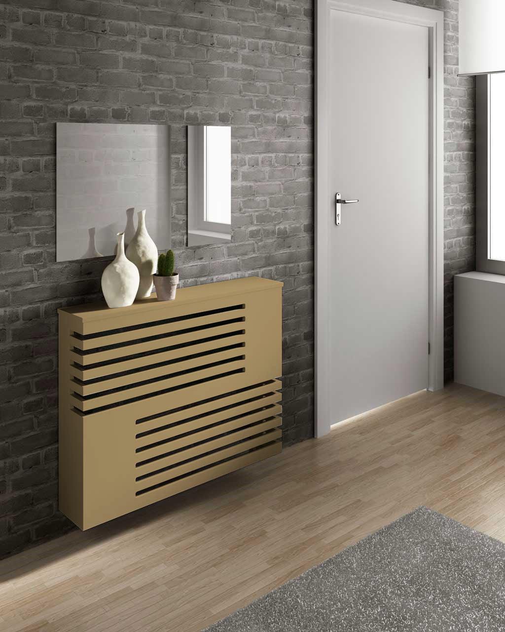 Modern Floating Radiator Heater Cover GEOMETRIC CORNER LINE Cabinet Design in Gold finish RCGE241GD-Distinct Designs (London) Ltd