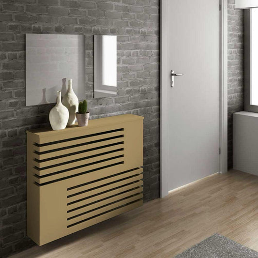 Modern Floating Radiator Heater Cover GEOMETRIC CORNER LINE Cabinet Design in Gold finish RCGE241GD-75cm-40cm-Distinct Designs (London) Ltd