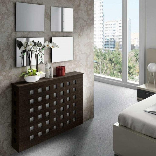 Modern Floating Radiator Heater Cover GEOMETRIC SQUARES Cabinet Box Design Wood Finish RCGE243WD-75cm-40cm-Distinct Designs (London) Ltd