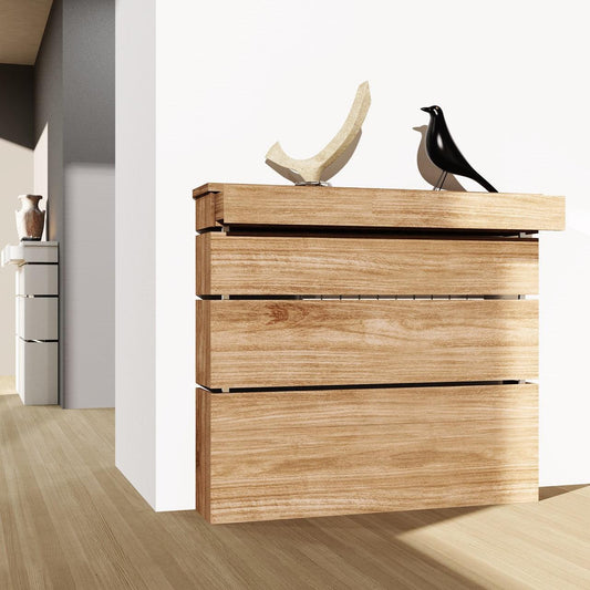 Modern Floating Radiator Cover MINIMAL LINES Cabinet Box Wood Finish wooden drawers Ref RCMN251DWWD-75cm-40cm-Distinct Designs (London) Ltd