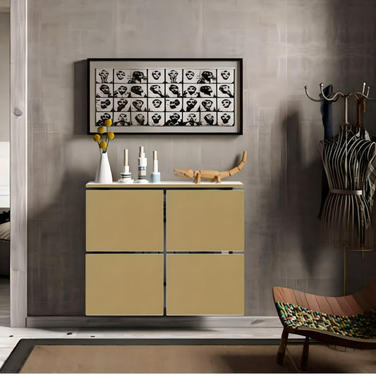 Modern Floating Radiator Heater Cover MINIMAL SQUARES Cabinet Design in GOLD Finish Ref RCMN250GD-75cm-40cm-Distinct Designs (London) Ltd