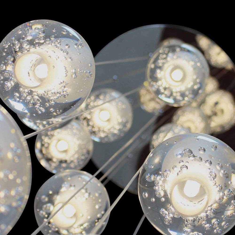 Modern Crystal Glass Bubble Globe 10cm Pendant G4 LED Ceiling Light 1, 3, 5, 7, 14, 26,36 Lamp Heads-Distinct Designs (London) Ltd