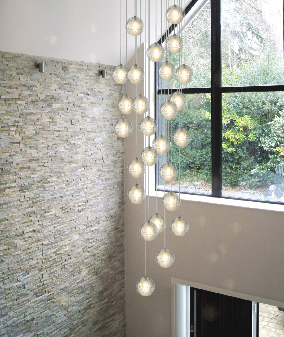 Modern Crystal Glass Bubble Globe 10cm Pendant G4 LED Ceiling Light 1, 3, 5, 7, 14, 26,36 Lamp Heads-Distinct Designs (London) Ltd