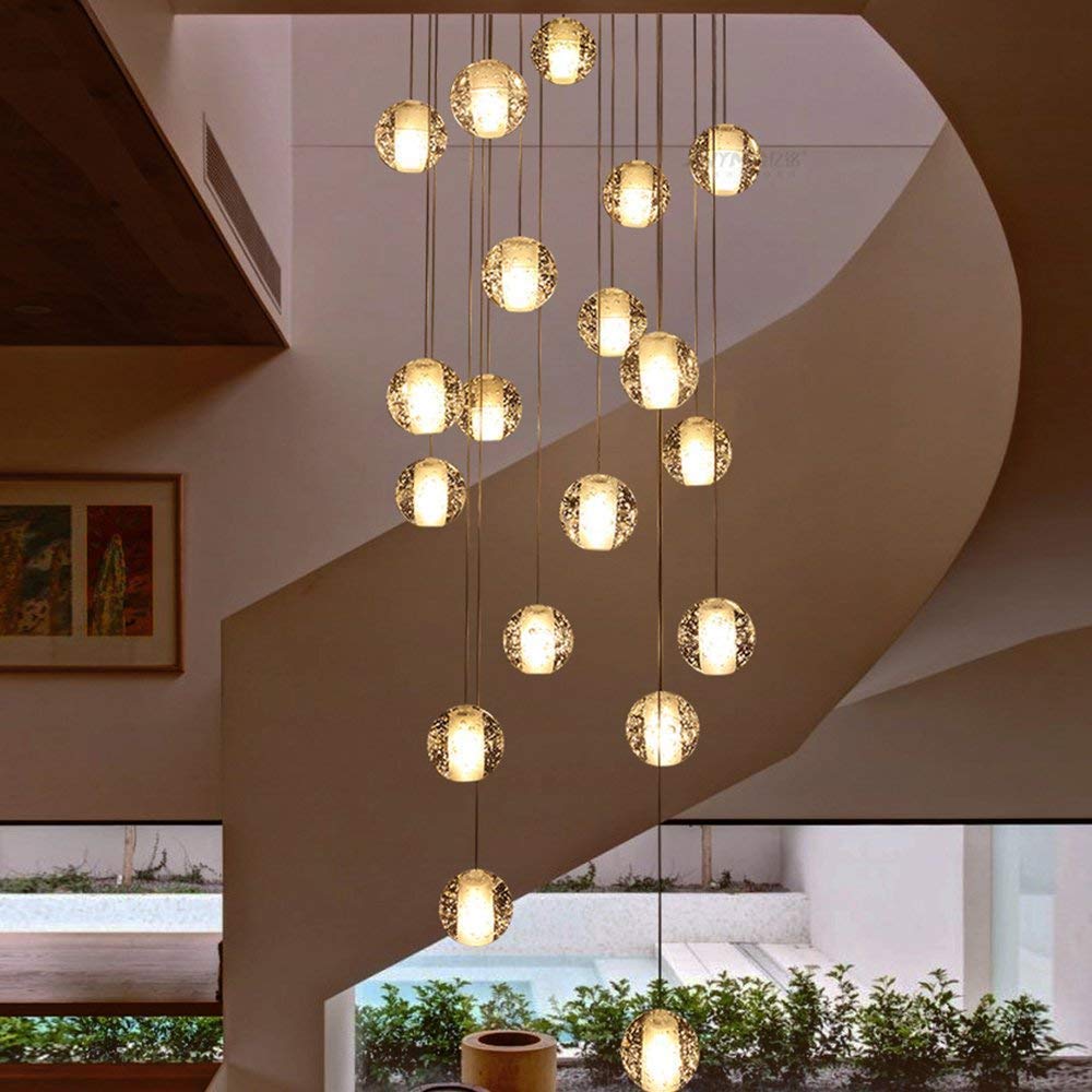 Modern Crystal Glass Bubble Globe 10cm Pendant G4 LED Ceiling Light 1, 3, 5, 7, 14, 26,36 Lamp Heads-Distinct Designs (London) Ltd