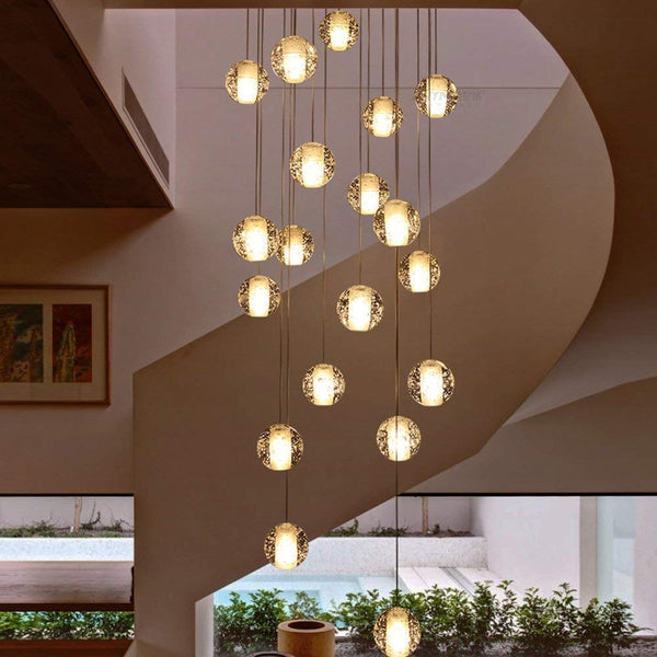 Modern Crystal Glass Bubble Globe 10cm Pendant G4 LED Ceiling Light 1, 3, 5, 7, 14, 26,36 Lamp Heads-Distinct Designs (London) Ltd