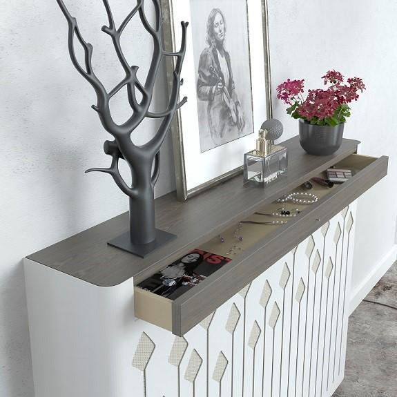 Modern Floating Radiator Heater Cover NORDIC ARROWS Metal Cabinet design flush wood top Ref RCNR236-Distinct Designs (London) Ltd