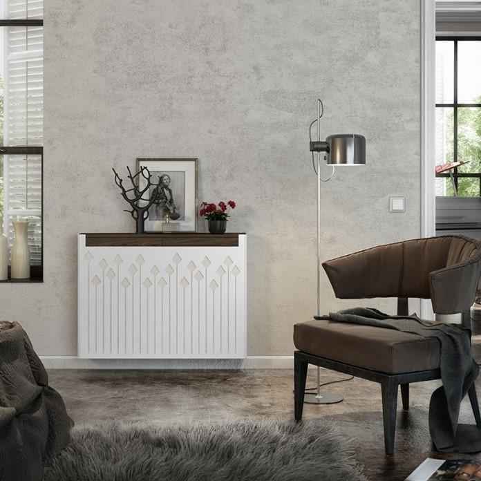 Modern Floating Radiator Heater Cover NORDIC ARROWS Metal Cabinet design flush wood top Ref RCNR236-Distinct Designs (London) Ltd