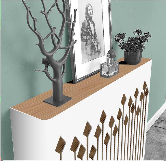 Modern Floating Radiator Heater Cover NORDIC ARROWS Metal Cabinet design flush wood top Ref RCNR236-75cm-40cm-Distinct Designs (London) Ltd