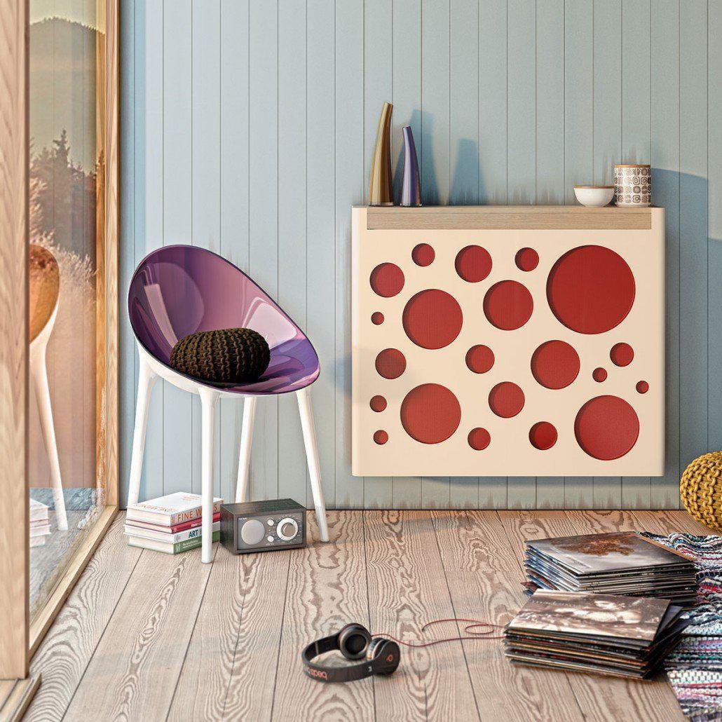 Modern Floating Radiator Heater Cover NORDIC CIRCLES Metal Cabinet design flush wood top Ref RCNR235-Distinct Designs (London) Ltd