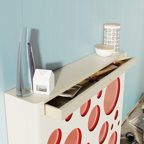 Modern Floating Radiator Heater Cover NORDIC CIRCLES Metal Cabinet design flush wood top Ref RCNR235-Distinct Designs (London) Ltd