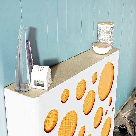 Modern Floating Radiator Heater Cover NORDIC CIRCLES Metal Cabinet design flush wood top Ref RCNR235-75cm-40cm-Distinct Designs (London) Ltd