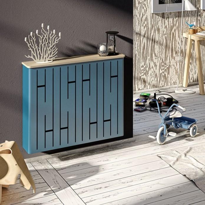 Modern Floating Radiator Heater Cover NORDIC DIODES Metal Cabinet design flush wood top Ref RCNR233-Distinct Designs (London) Ltd