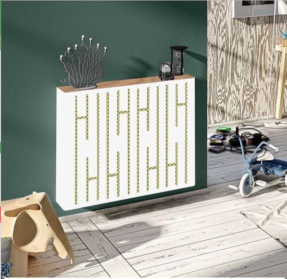 Modern Floating Radiator Heater Cover NORDIC DIODES Metal Cabinet design flush wood top Ref RCNR233-75cm-40cm-Distinct Designs (London) Ltd