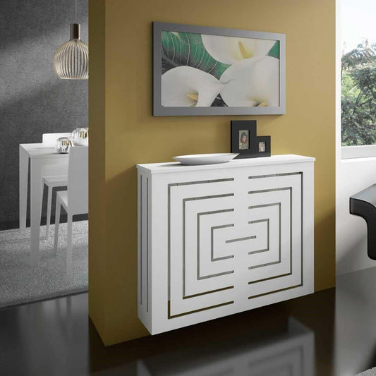 Modern Floating Radiator Heater Cover GEOMETRIC REFLEXION Cabinet Box Design with Shelf Ref RCGE244-75cm-40cm-Distinct Designs (London) Ltd
