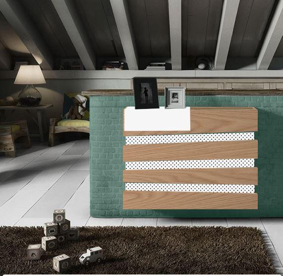 Modern Floating Radiator Heater Cover NORDIC INSET design Top Tray Sliding Metal Shelf Ref RCNR234-75cm-60cm-Distinct Designs (London) Ltd