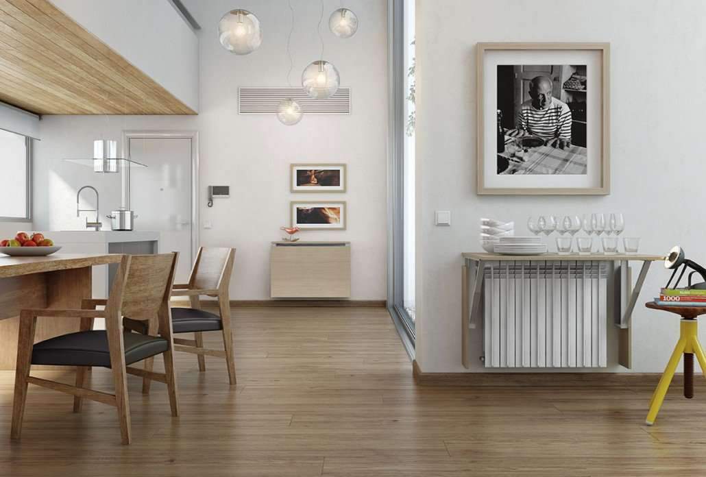 Custom Made Folding TABLE Radiator Cover Multi-functional Cabinet Space Saving Design in Oak Wood-Distinct Designs (London) Ltd