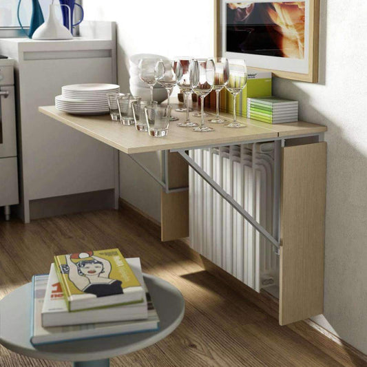 Custom Made Folding TABLE Radiator Cover Multi-functional Cabinet Space Saving Design in Oak Wood-75cm-40cm-Distinct Designs (London) Ltd